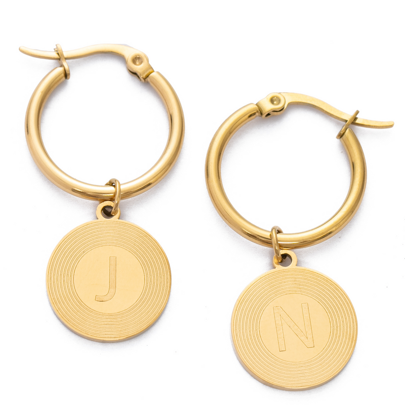 Sunburst Initial Earrings