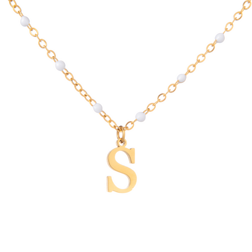 Personalised Initial Necklace with Beaded Chain