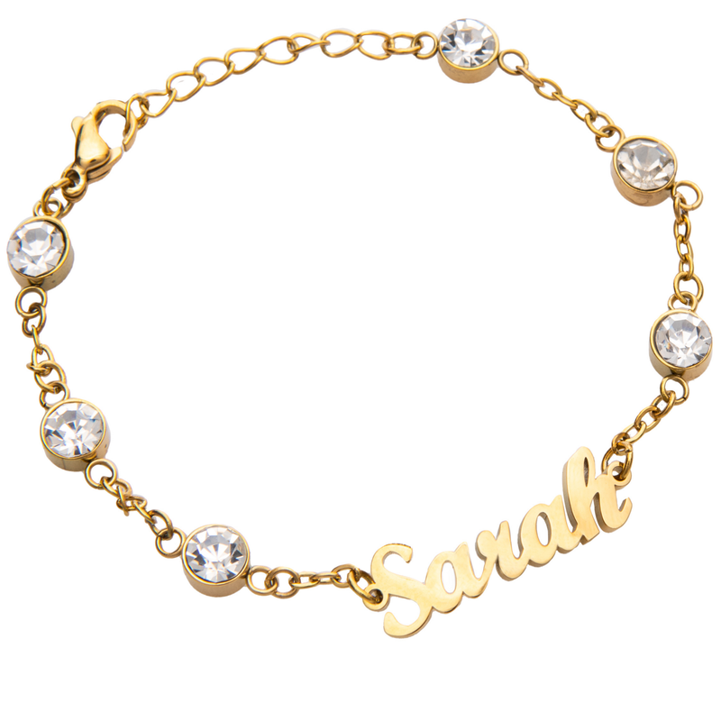 Name Bracelet/Anklet with Crystal Stone