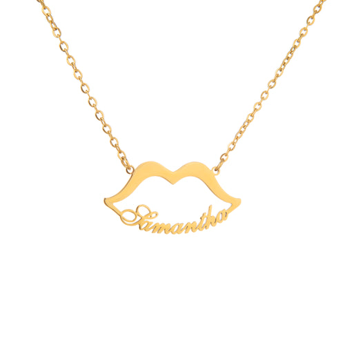 Personalised Lips Name Necklace – Engraved Pendant