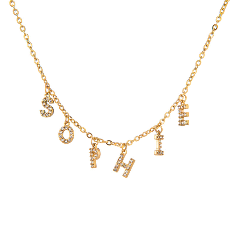 Personalised Name Necklace with Crystal Letter Charms