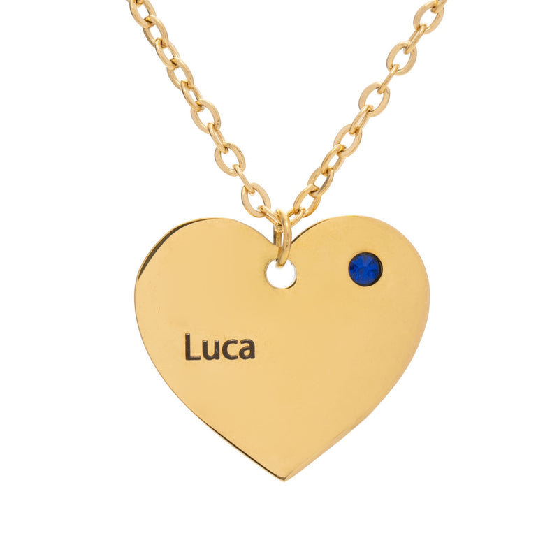 Birthstone Heart & Name Pendant Necklace