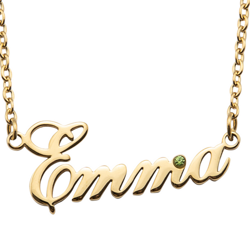 Name Necklace with Birthstone