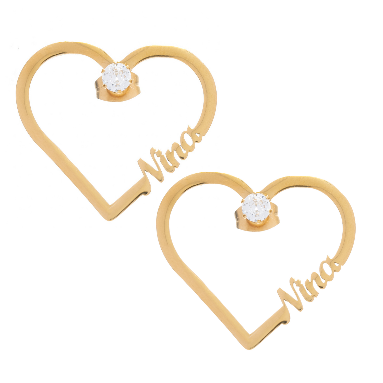 Heart and Crystal Earrings