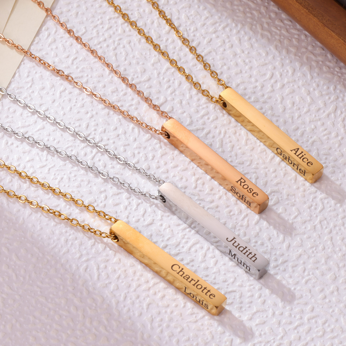 Kids Personalised 3D Bar Necklace