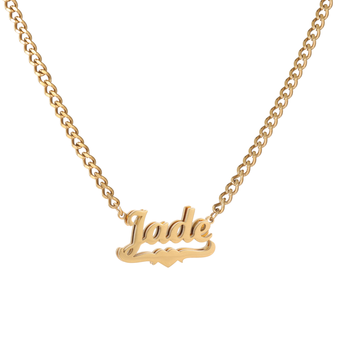 Kids Double Thickness Name Necklace with Heart