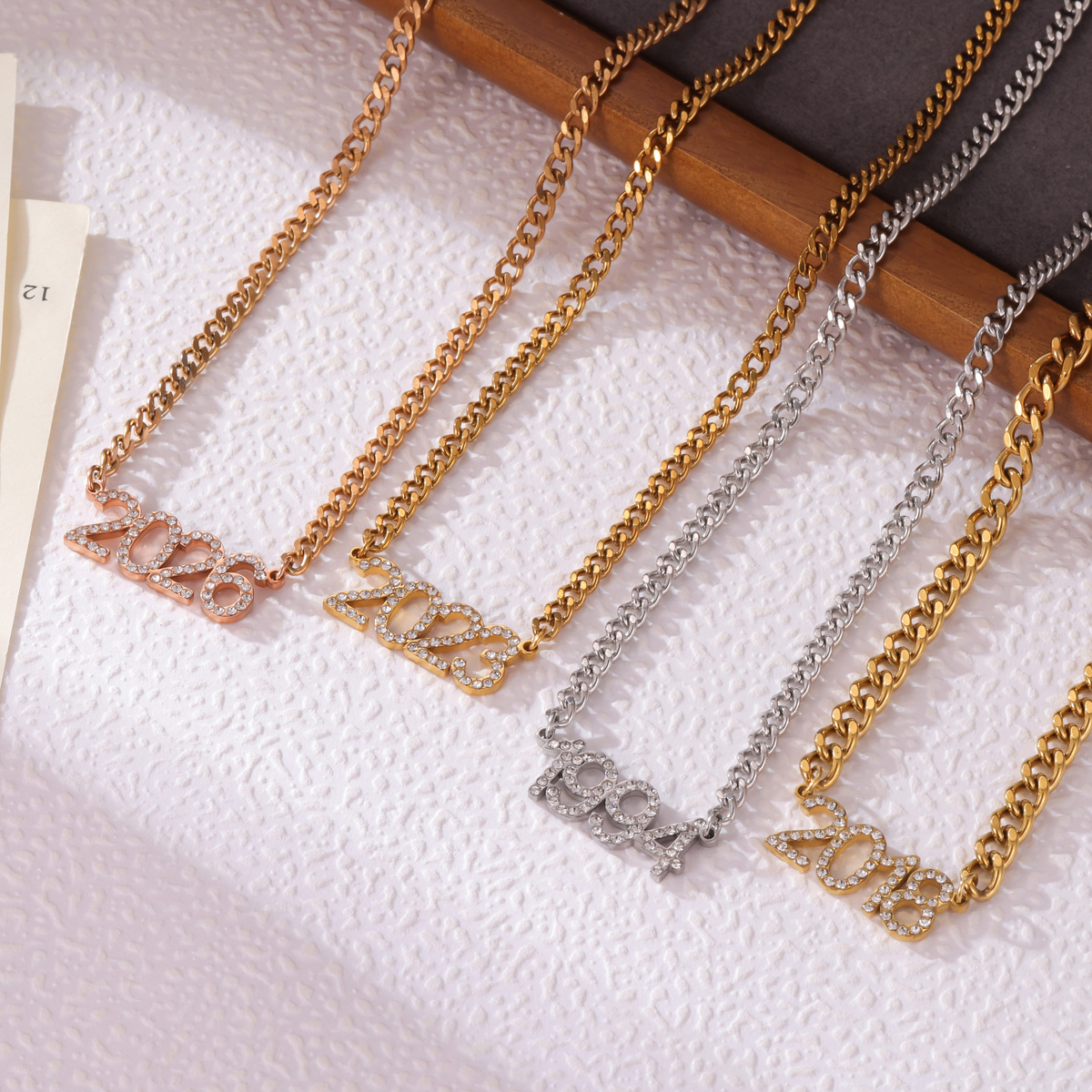 Kids Personalised Crystal Year Necklace