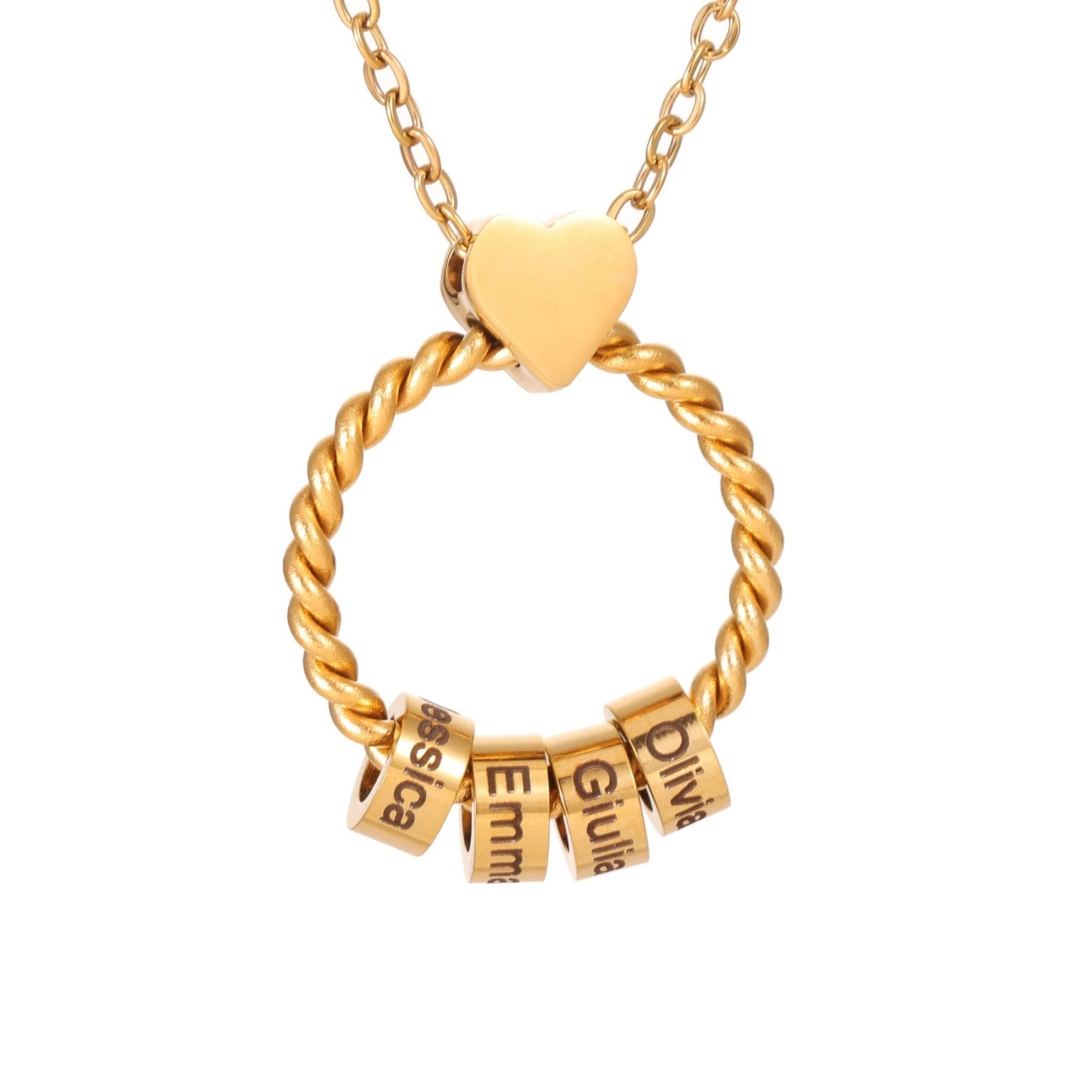 Personalised Heart Circle Necklace – Up to 4 Names