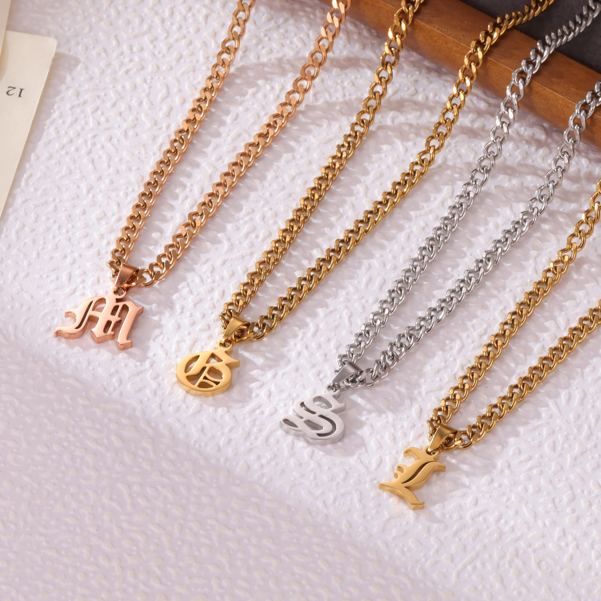 Kids Gothic Letter Pendant Necklace