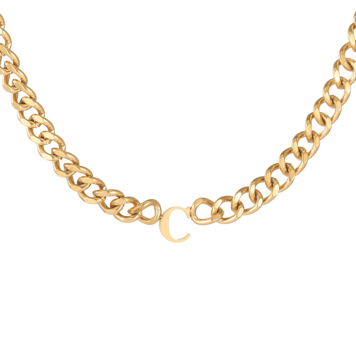 Kids Initial Necklace with XL Cuban Chain