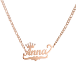 Kids Name Necklace with Crown & Half Heart