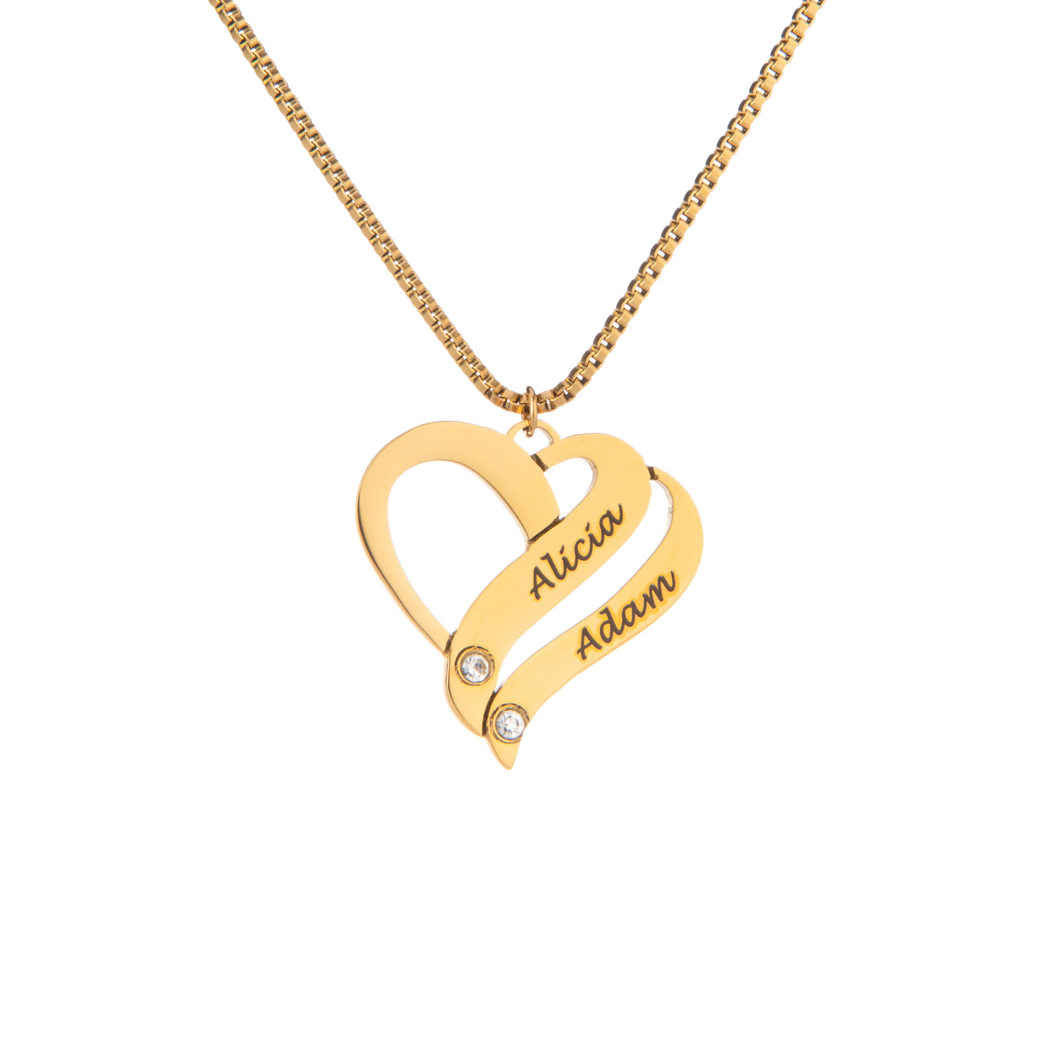 Personalised Intertwined Heart Necklace with Crystal