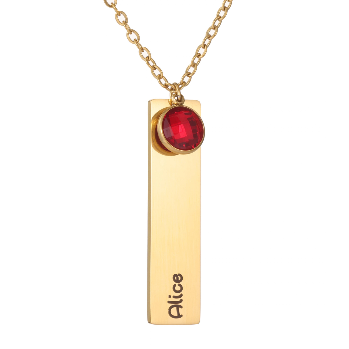 Kids Name Bar & Birthstone Necklace
