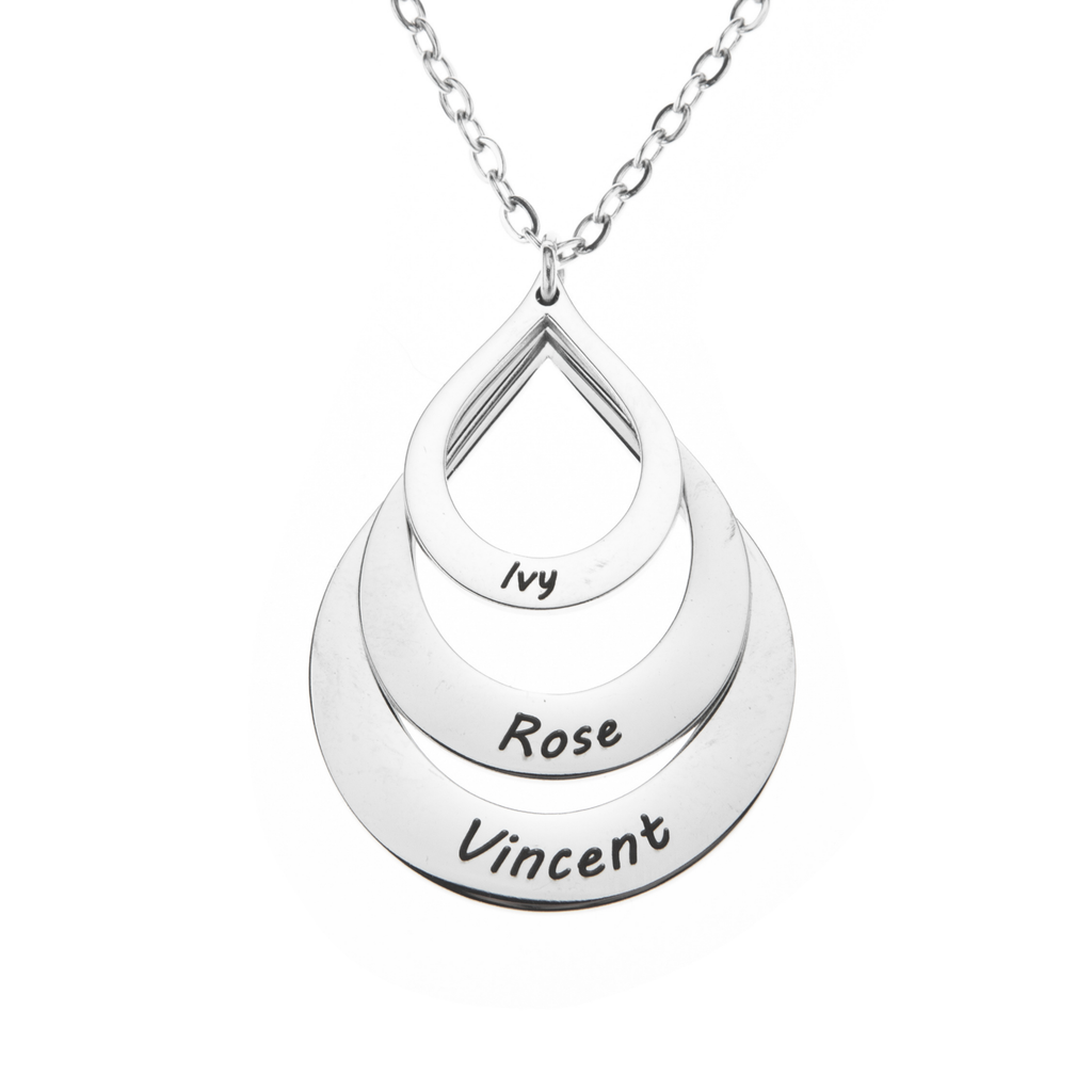 Personalised Teardrop Family Pendant Necklace