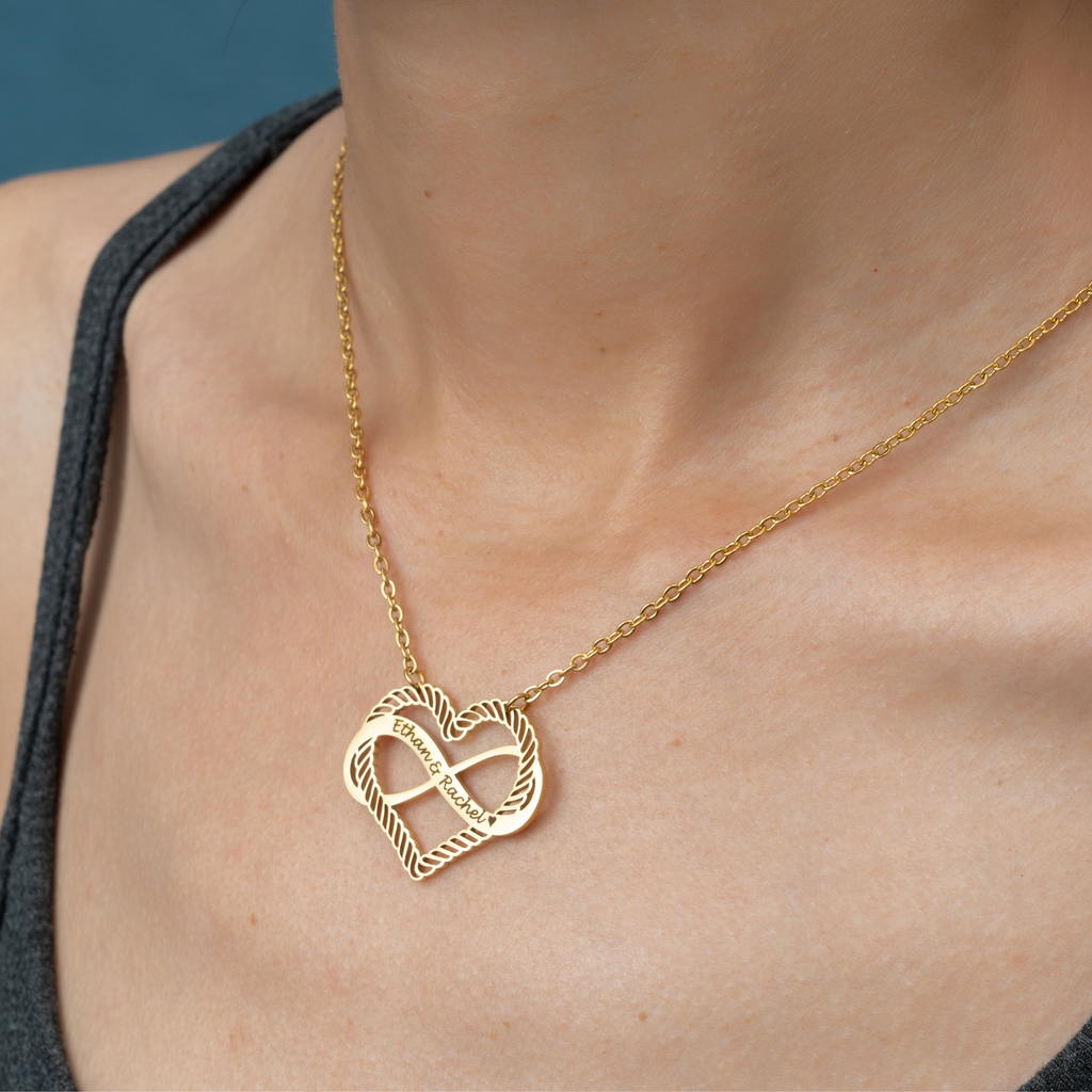 Personalised Heart and Infinity Pendant