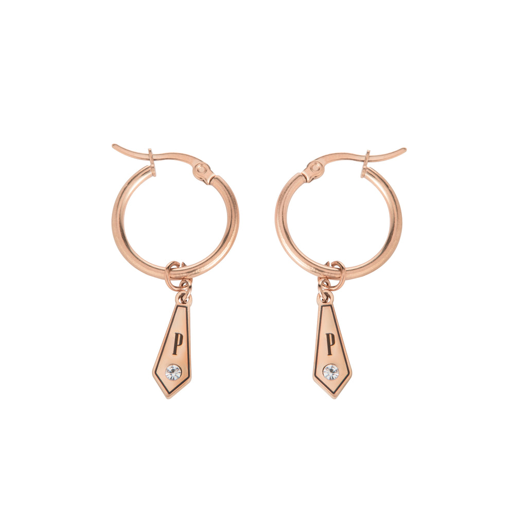 Personalised Hoop Earrings with Diamond-Shaped Pendant & Crystal