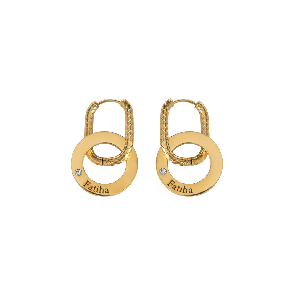Personalised Hoop Earrings with Twisted Ring & Clear Crystal