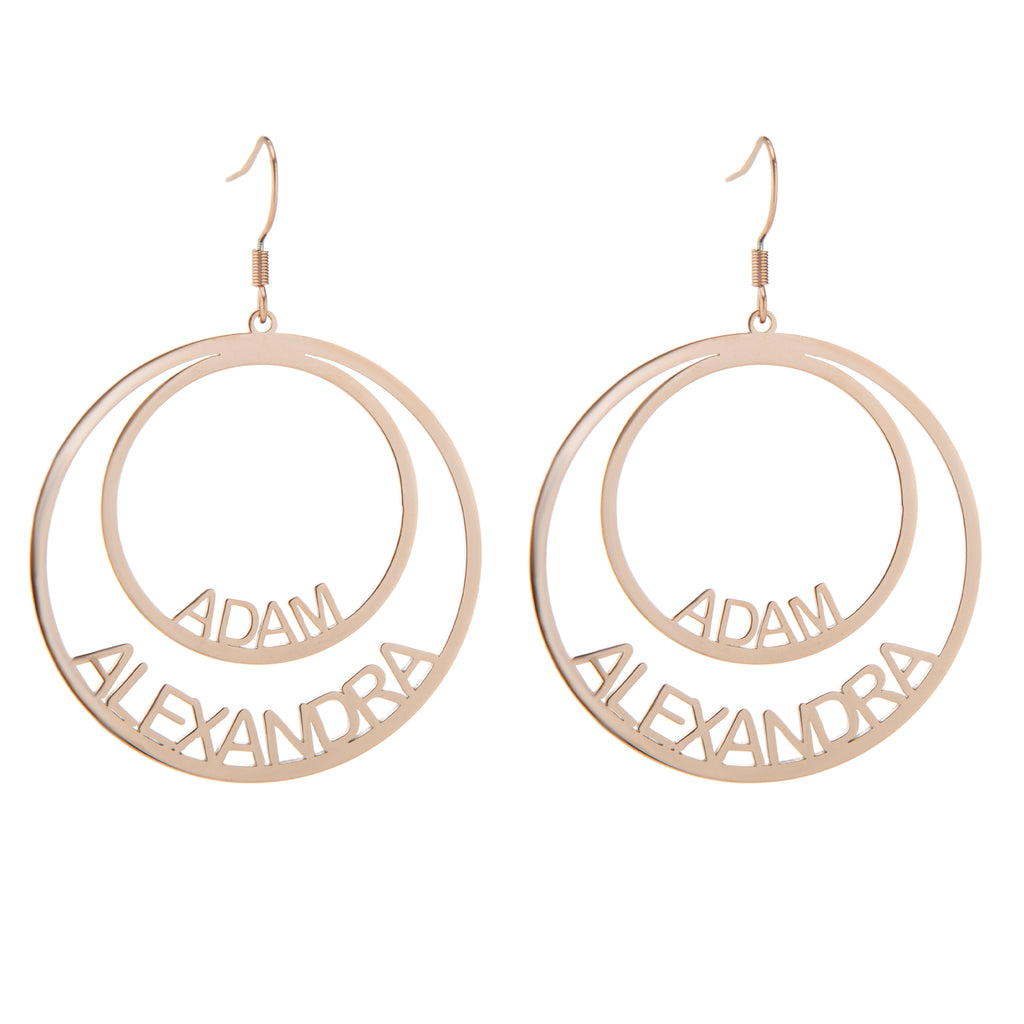 Personalised Double Circle Earrings with Two Names