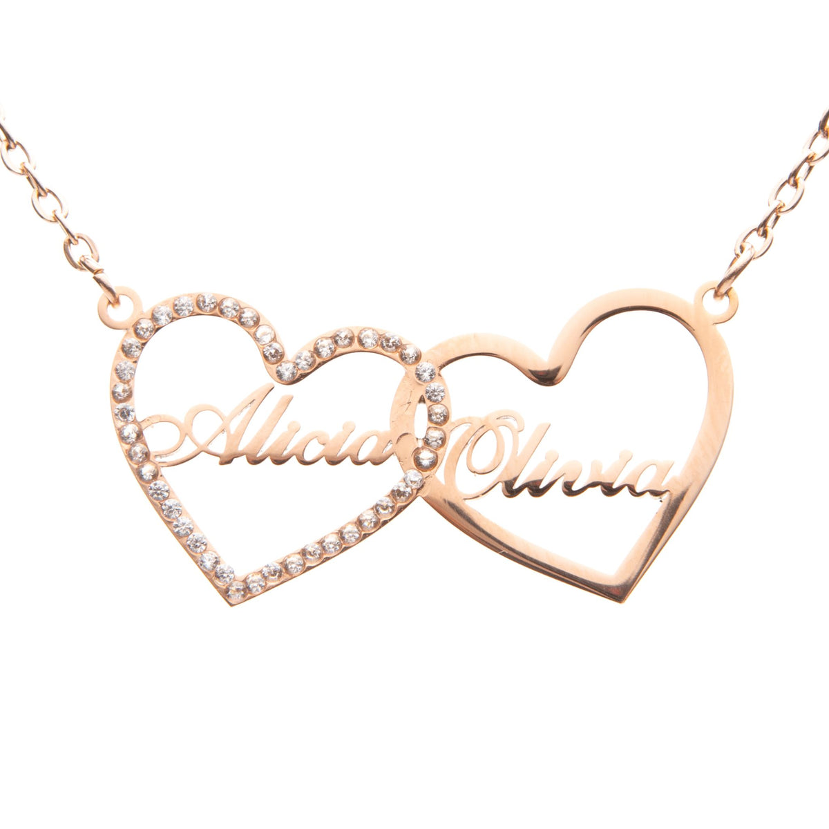 Double Heart Rhinestone Necklace