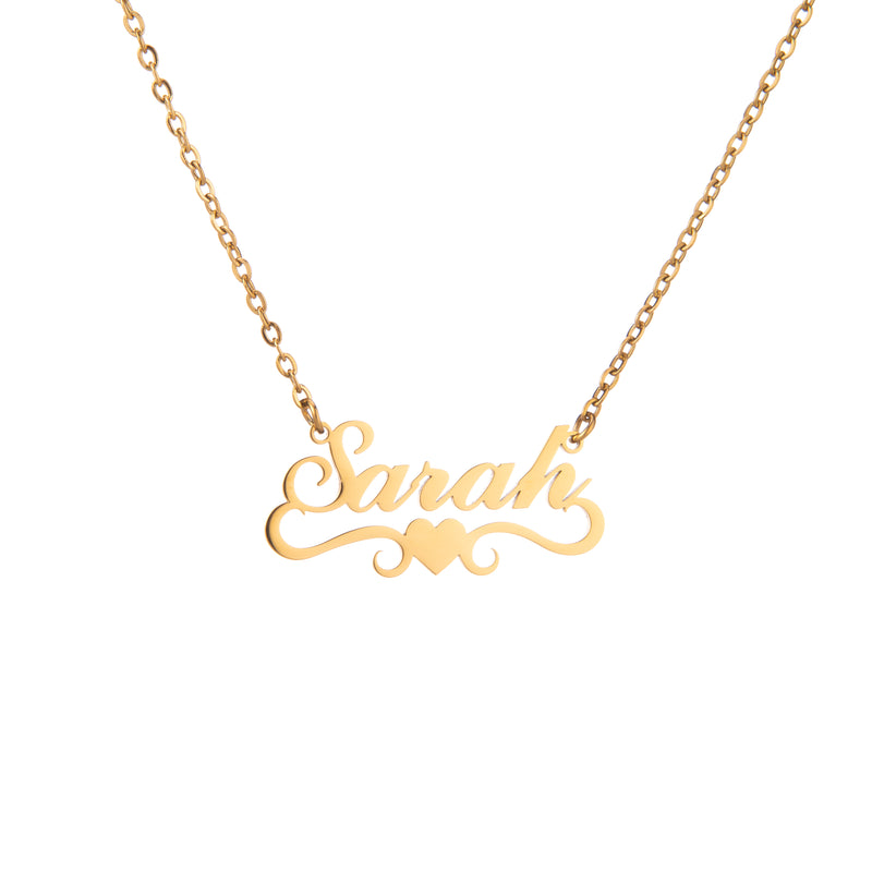 Personalised Wavy Heart Necklace with Elegant Arabesque Details