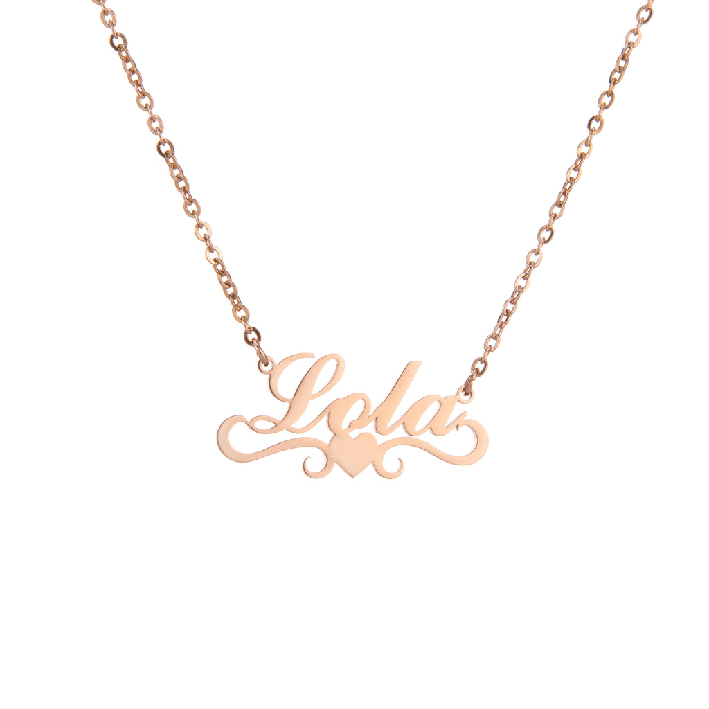 Personalised Wavy Heart Necklace with Elegant Arabesque Details