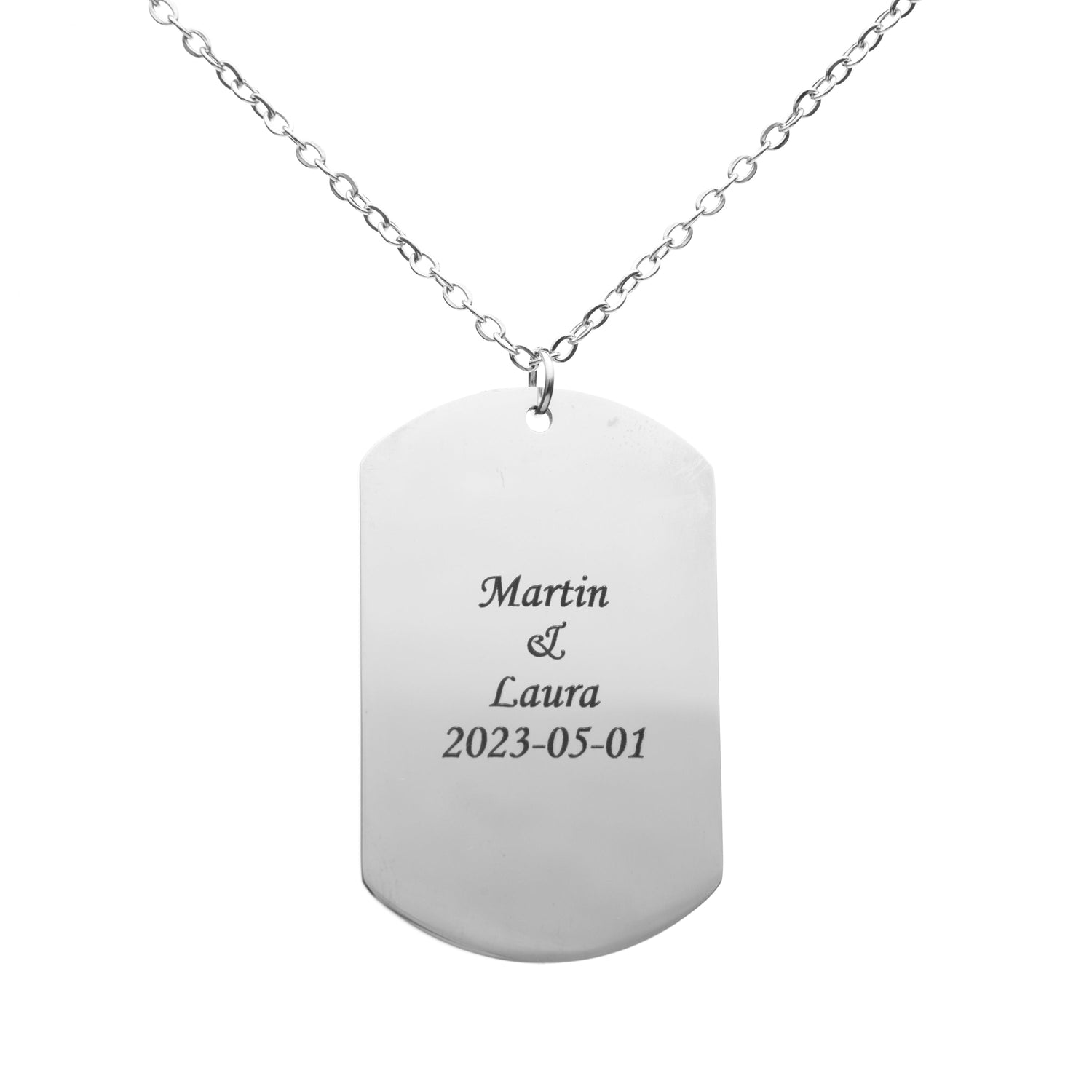 Men’s Military ID Tag Necklace (Silver)