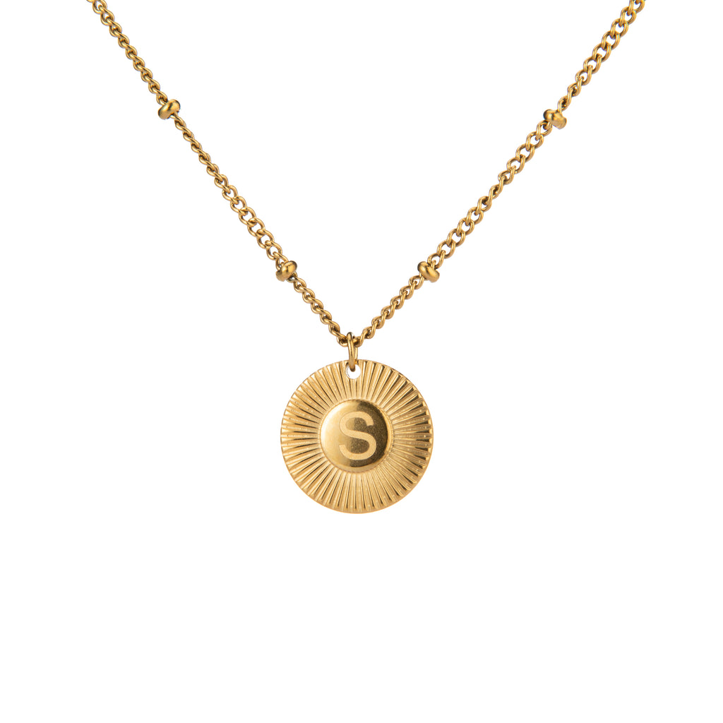 Personalised Gold Initial Necklace – Sunshine Medallion