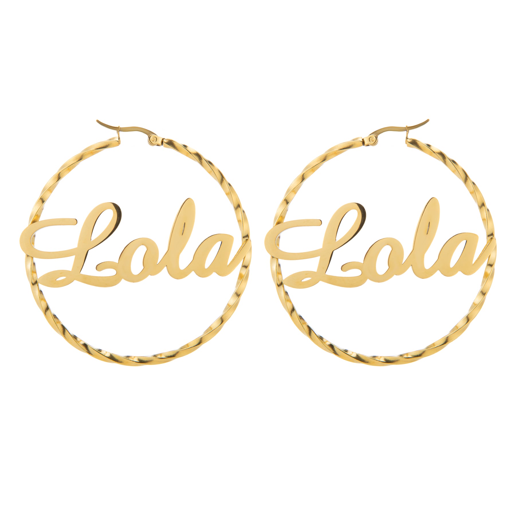 Personalised Name Hoop Earrings – Twisted Design