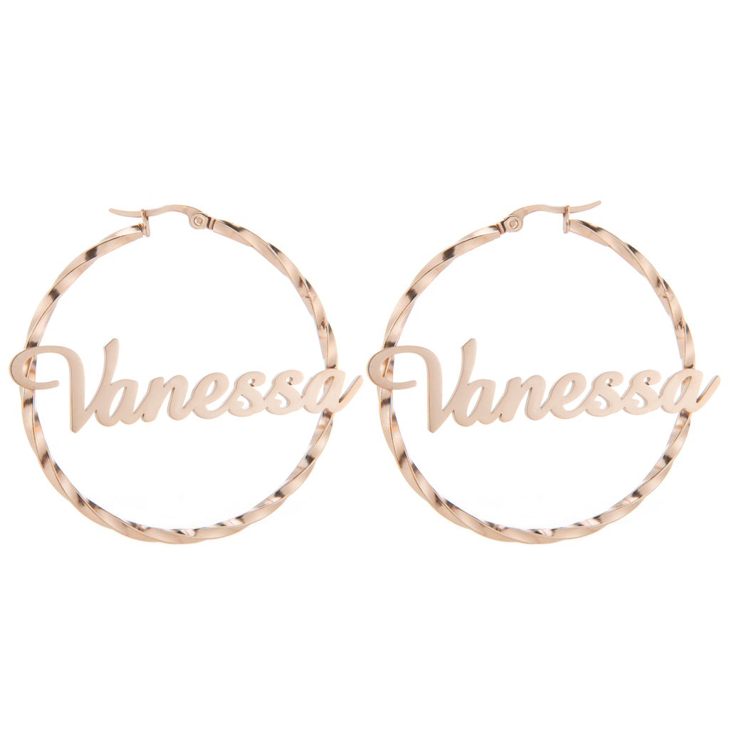 Personalised Name Hoop Earrings – Twisted Design