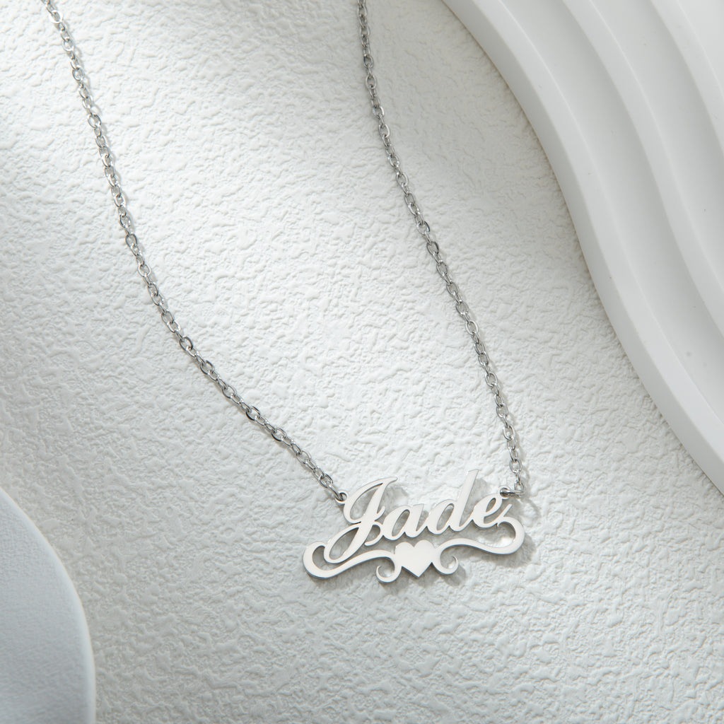 Personalised Wavy Heart Necklace with Elegant Arabesque Details