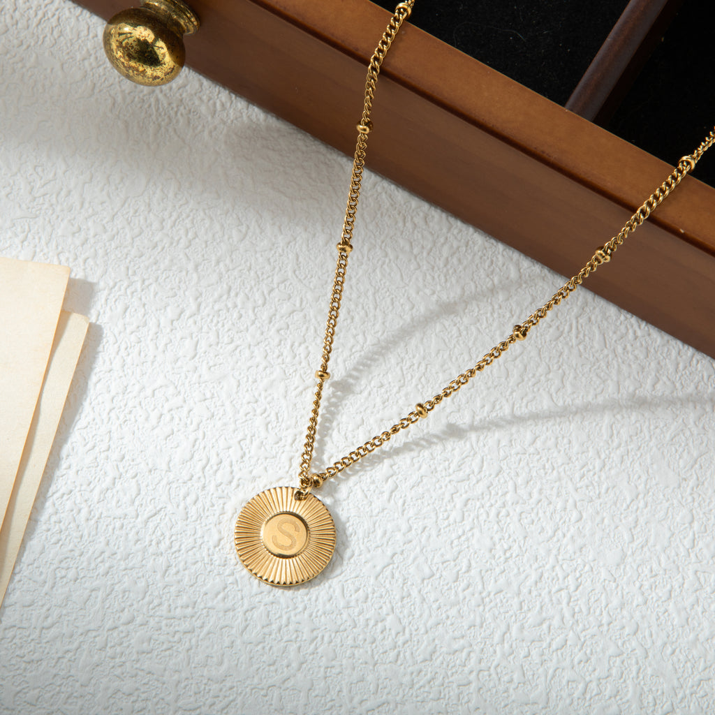 Personalised Gold Initial Necklace – Sunshine Medallion