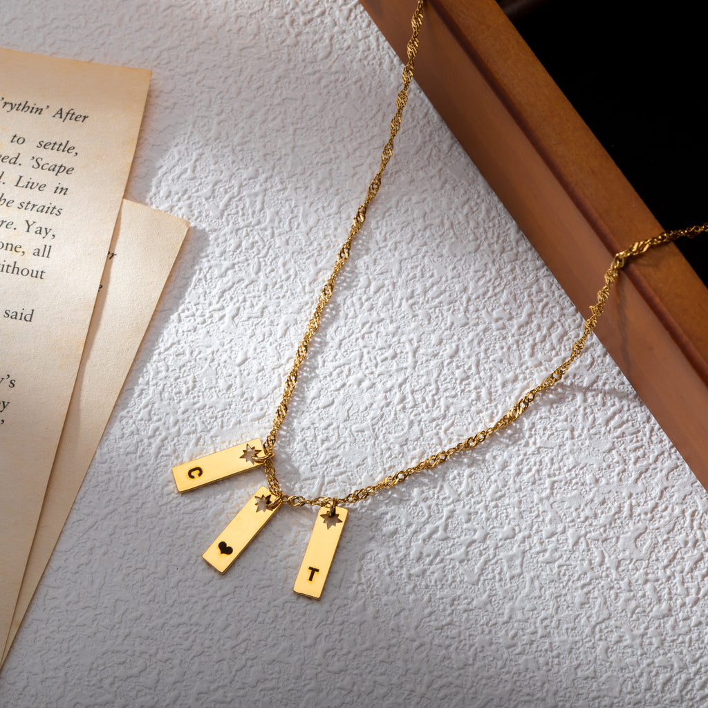 Personalised Initial Pendant Necklace with Star Cutout