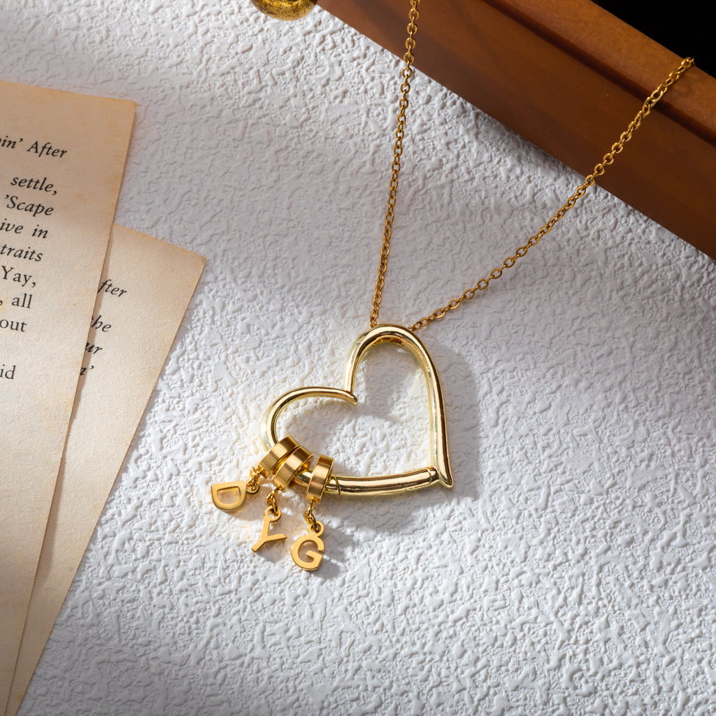 Personalised Open Heart Necklace with 1 to 4 Initials