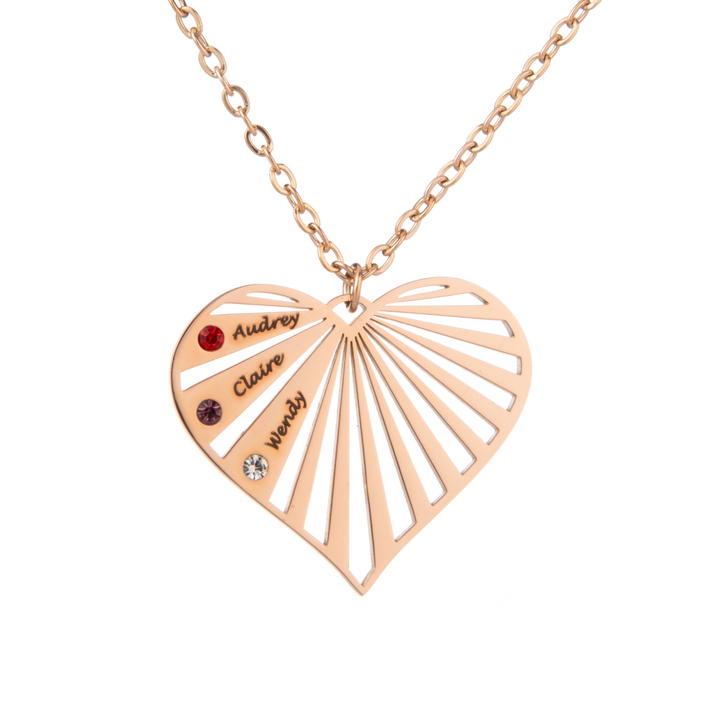 Personalised Radiant Heart Necklace Birthstones