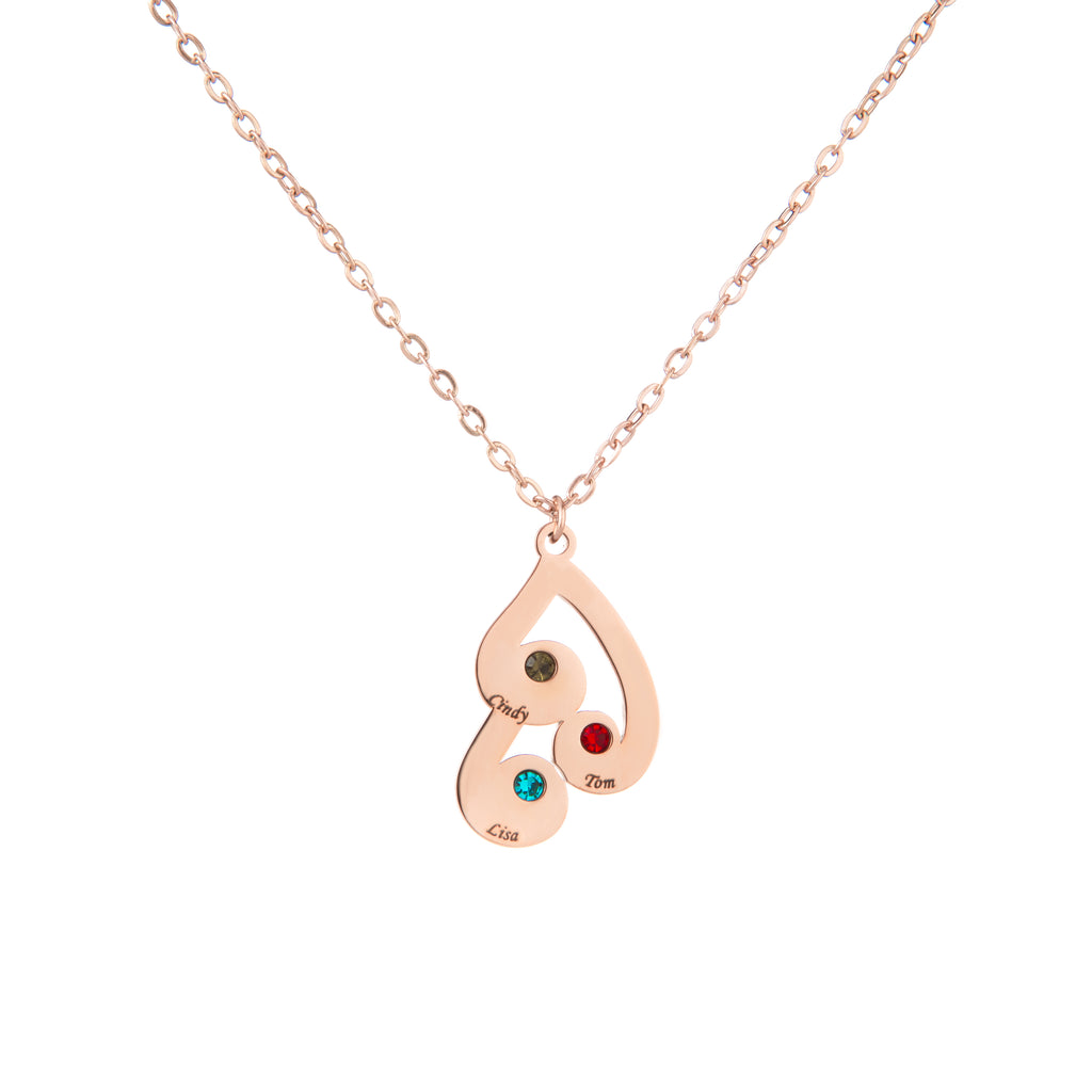Personalised Intertwined Droplets Necklace with Engraved Names & Birthstones