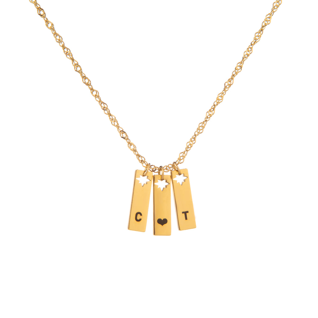 Personalised Initial Pendant Necklace with Star Cutout