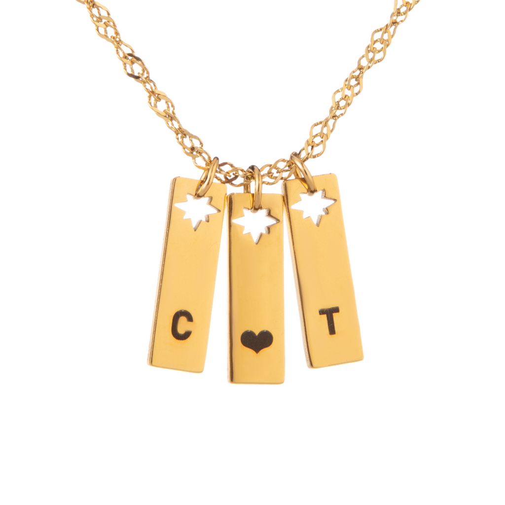 Personalised Initial Pendant Necklace with Star Cut-Out