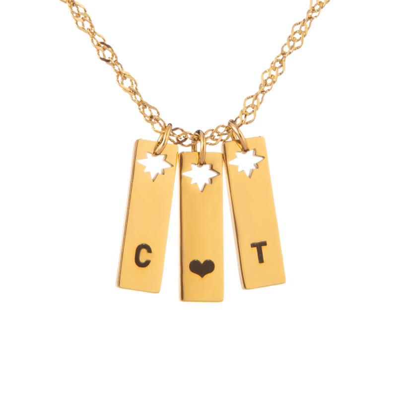 Personalised Initial Pendant Necklace with Star Cut-Out