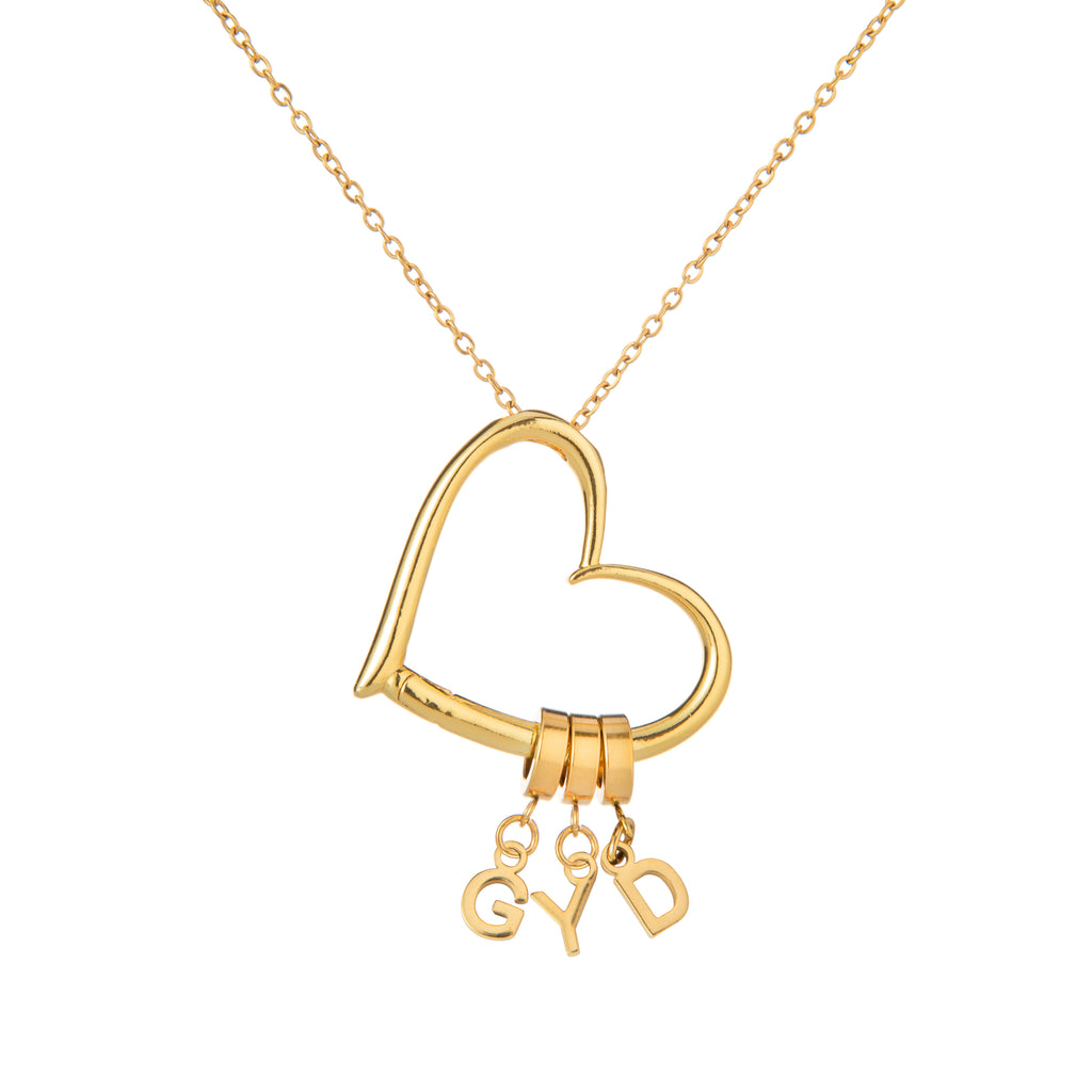 Personalised Open Heart Necklace with 1 to 4 Initials