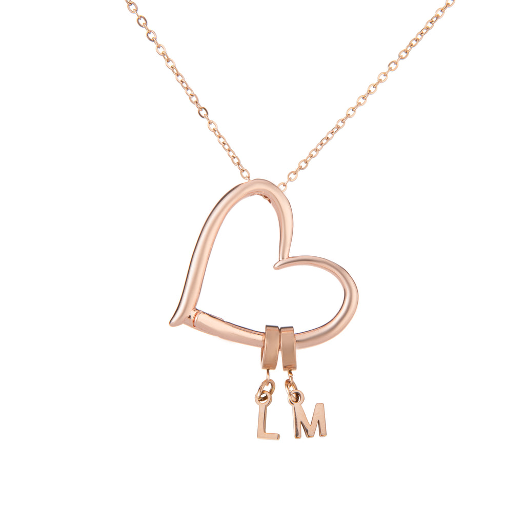 Personalised Open Heart Necklace with 1 to 4 Initials