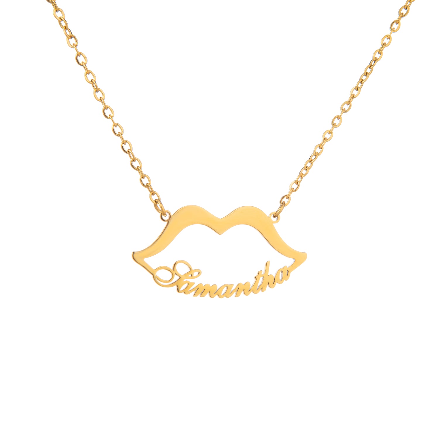 Personalised Lips Name Necklace – Engraved Pendant
