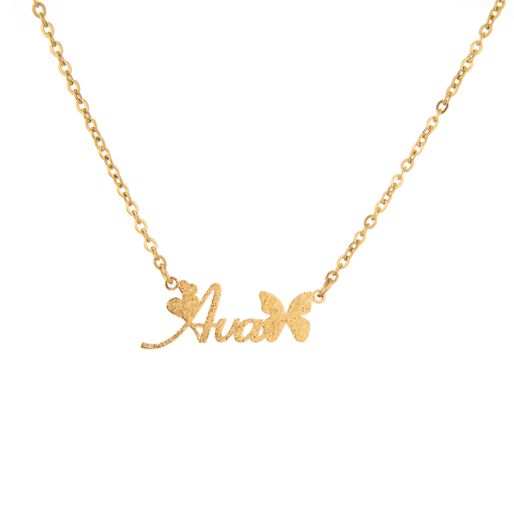 Personalised Name Necklace with Butterfly Font & Glitter Effect