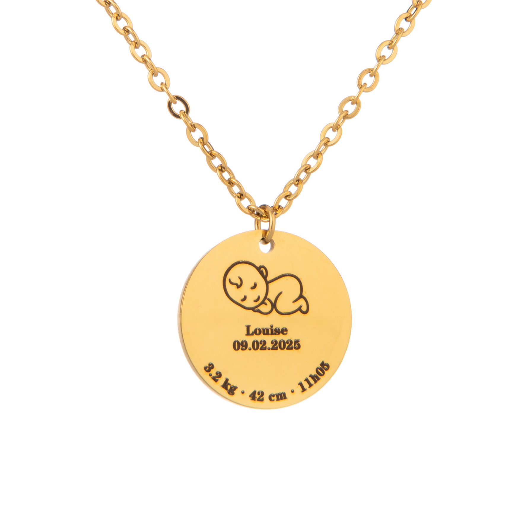 Personalised Birth Details Necklace – Engraved Baby Pendant