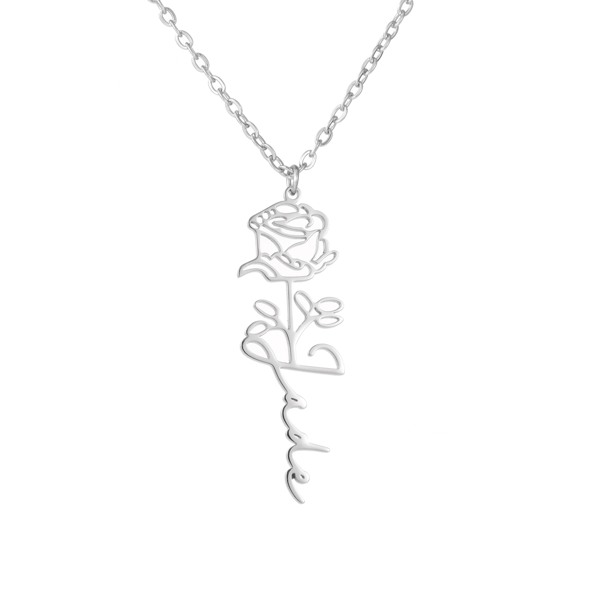 Kids Personalised Rose Name Necklace