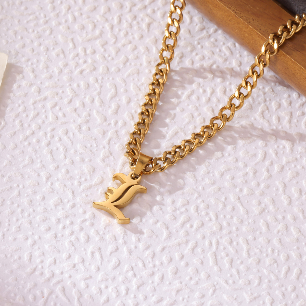 Kids Gothic Letter Pendant Necklace