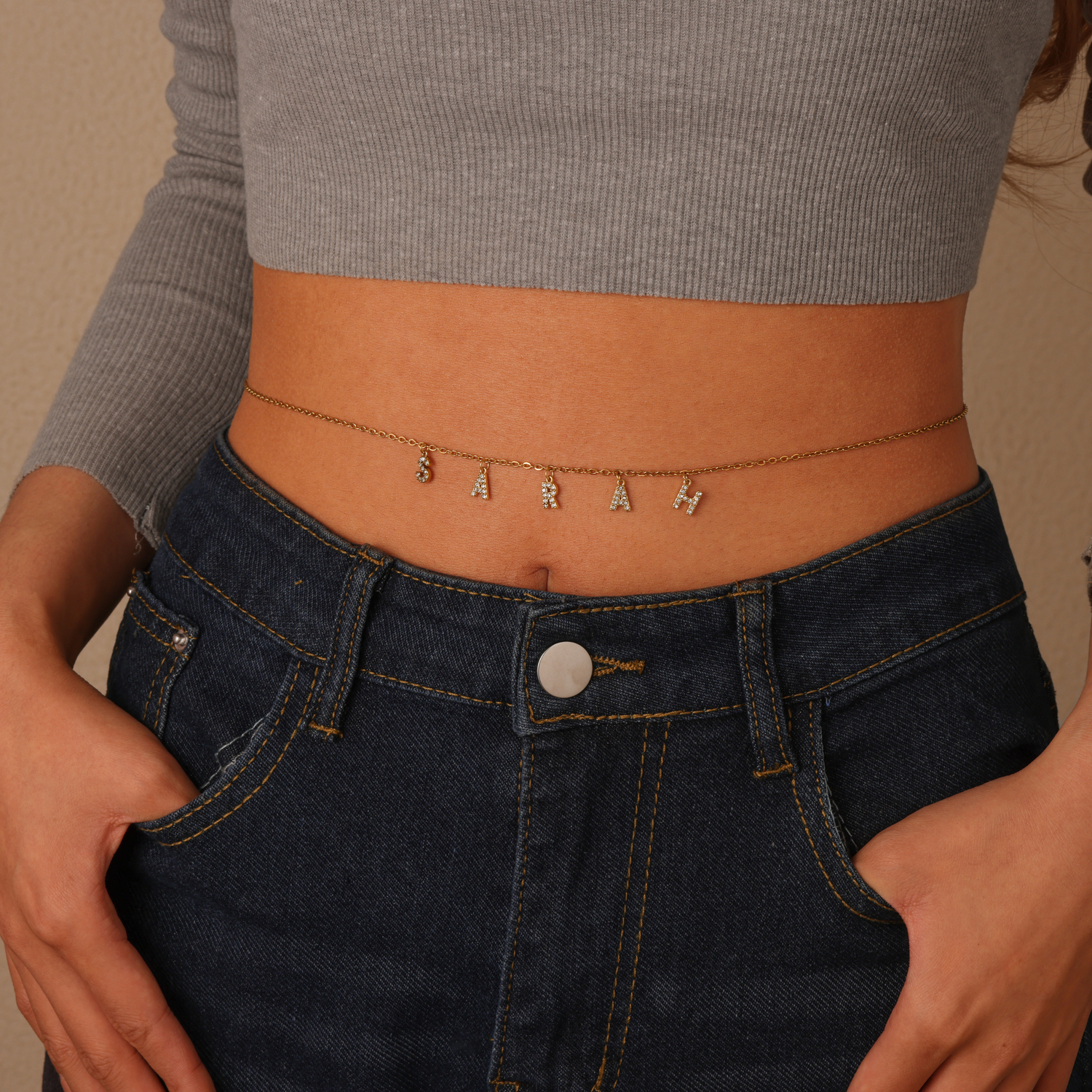 Golden Muse – Personalised Name Body Chain