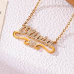 Kids Name Necklace with Heart & Rhinestones
