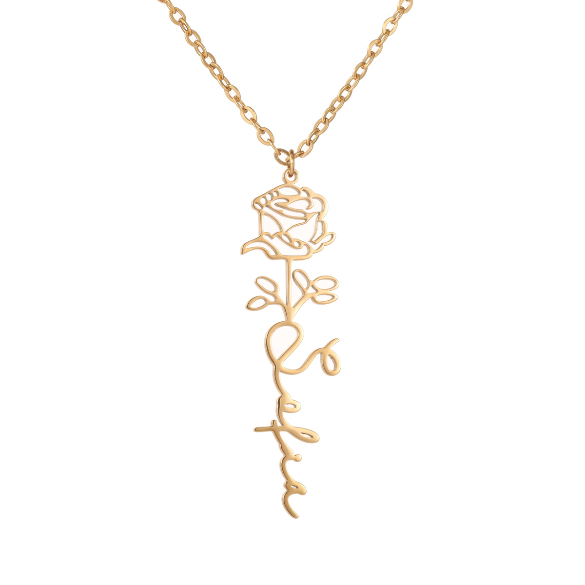 Kids Personalised Rose Name Necklace