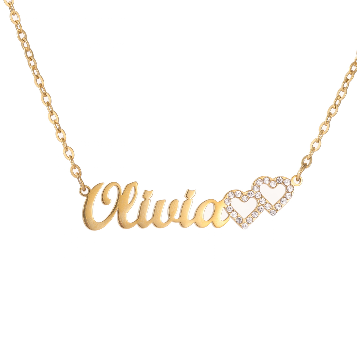 Kids Double Heart Name Necklace