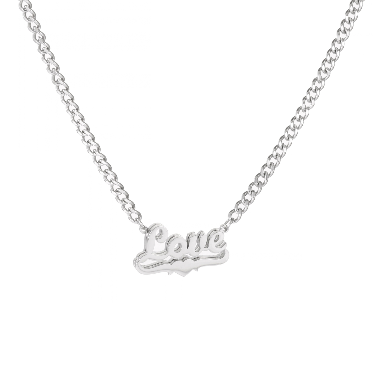 Kids Double Thickness Name Necklace with Heart